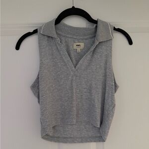 Madewell Gray Crop Tank Top Polo Collar